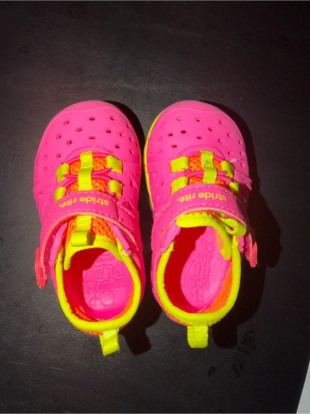 Phibian Stride Rite Bright Pink and Yellow Kids Water Shoes